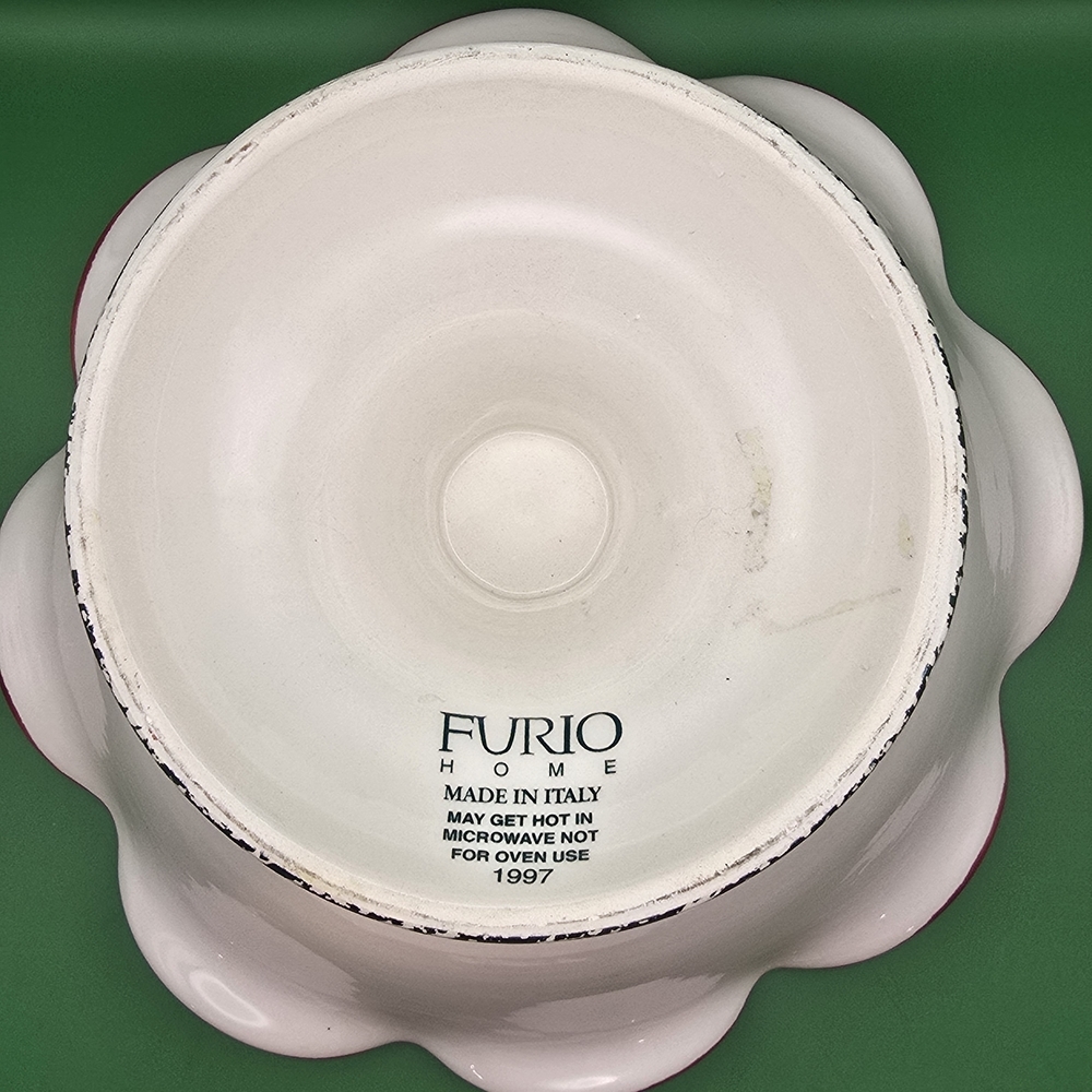 Furio Christmas Tree Compote Bowl Pedestal Ruffle Centerpiece 1997 Italy - Picture 5 of 7